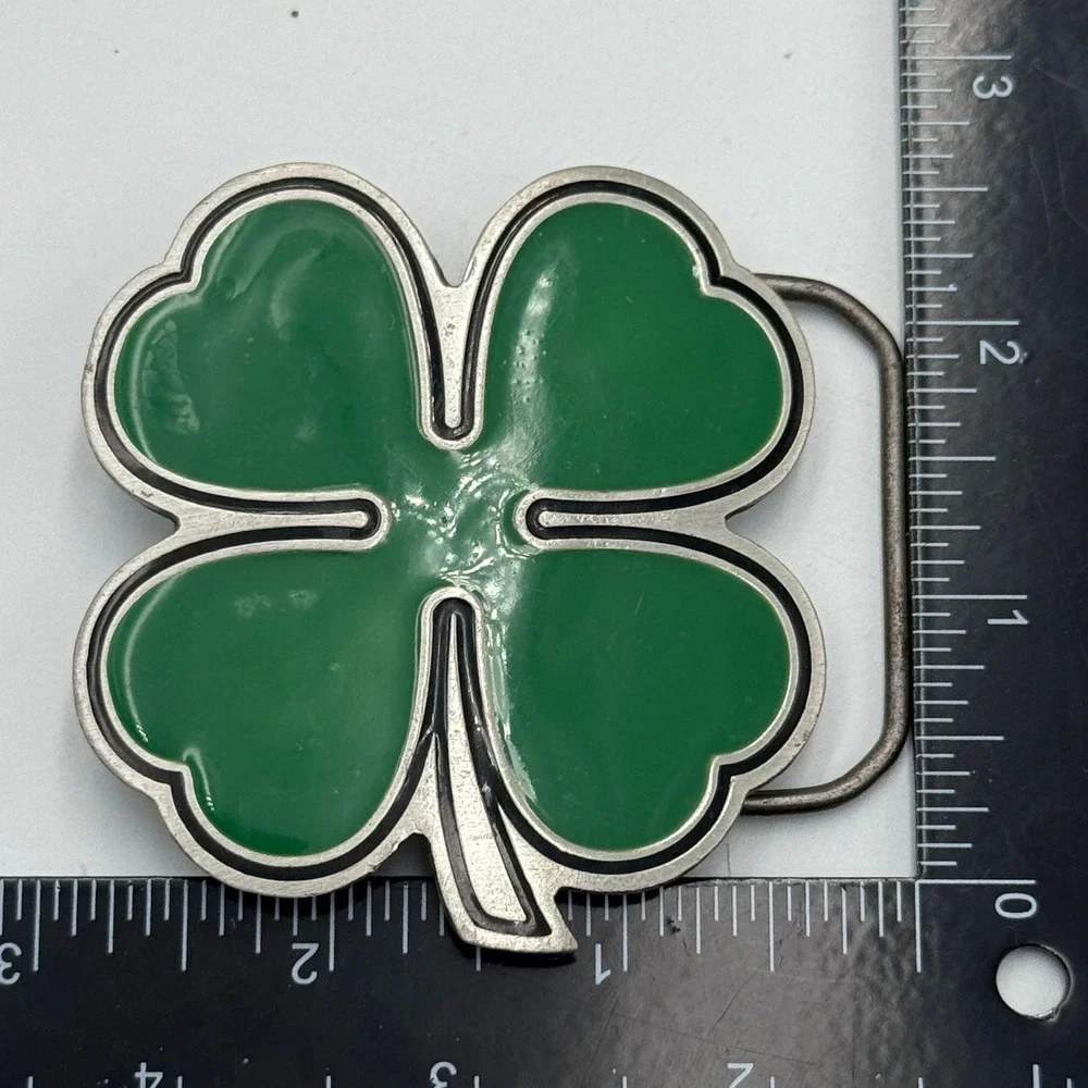 Great American Products 2001 Green Four Leaf Clover Fine Pewter Belt Buckle 4602